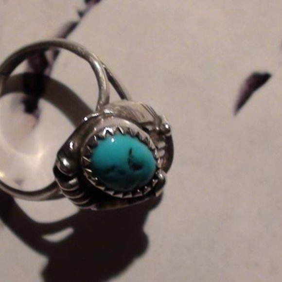 D Detendale Navajo Art Ring Turquoise Sterling SIZE 6 - Picture 3 of 7